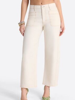 Relaxed Barrel Jeans in Ecru Sz 30 US 10 Wide Leg Utility Denim